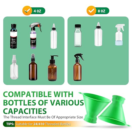 Threaded Funnel Easy Fill Funnel, Twist On Empty Spray Bottle Refill Adapter Fit - Image 7
