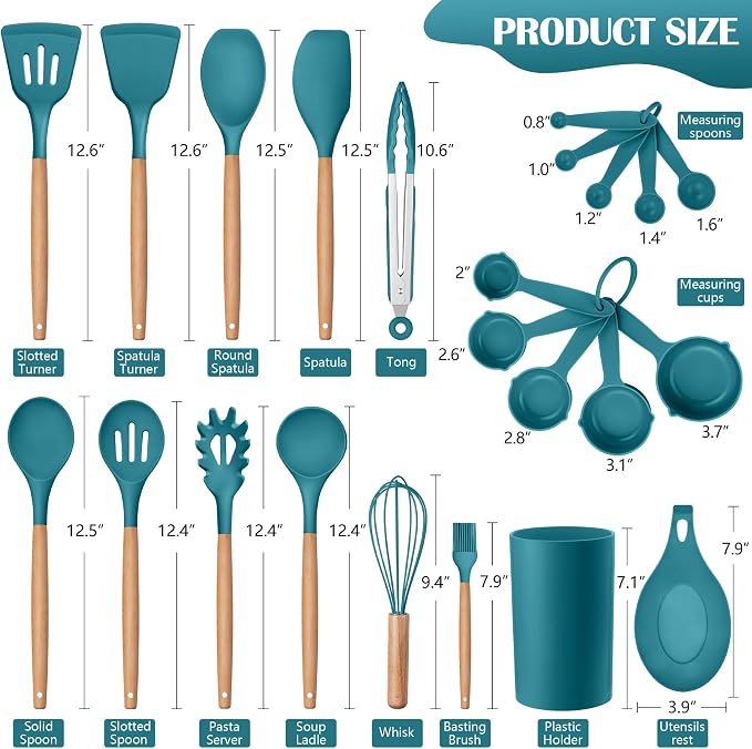 HaWare Kitchen Cooking Utensils Set, 23-Piece Silicone Kitchen Utensils Spatula - Image 2