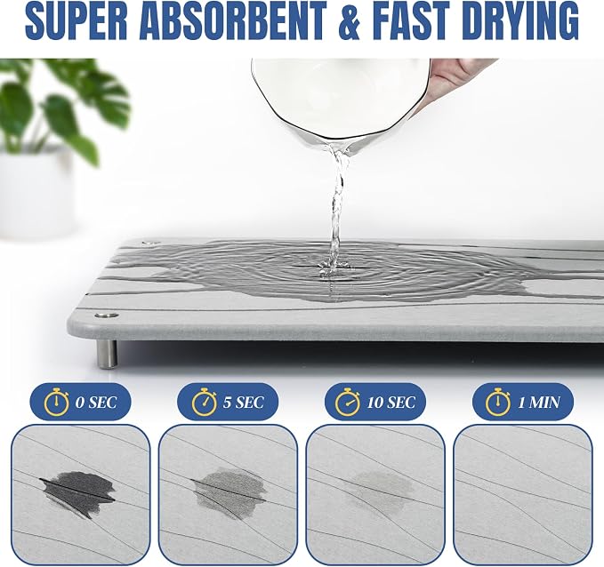 Stone Drying Mat for Kitchen Counter, Diatomaceous Dish Drying Mats Superb - Image 3