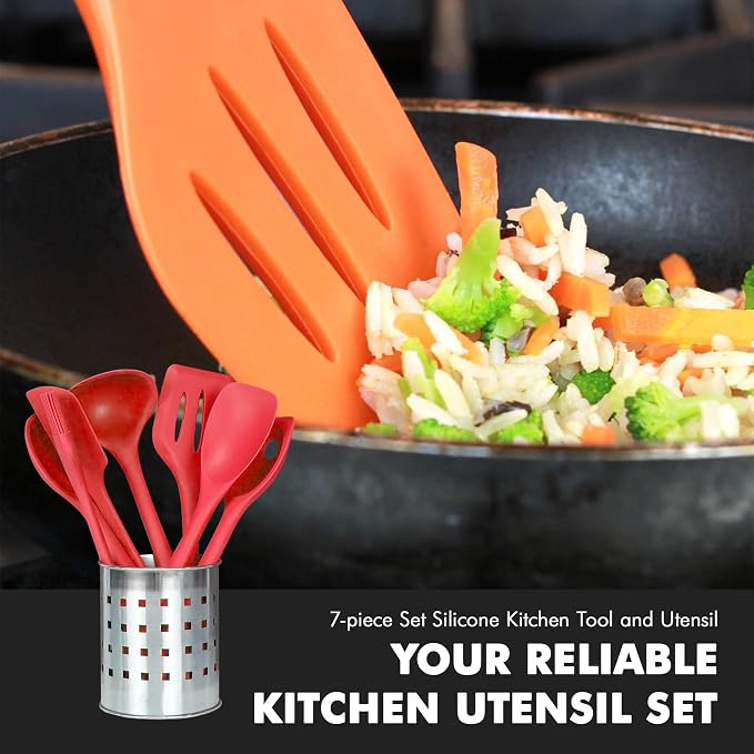 Chef Craft 42077 7 Piece Silicone Kitchen Tool and Utensil Set - Image 4