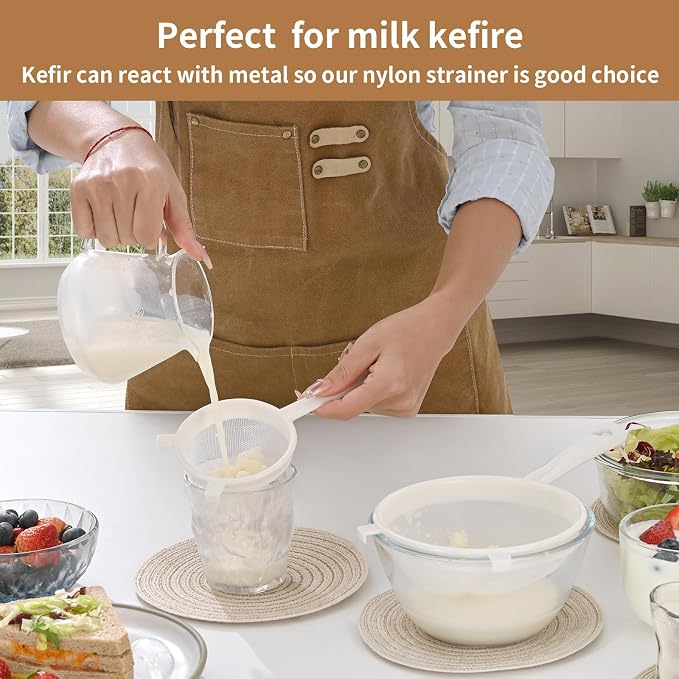 Kefir Strainer Set, 3-Size Plastic Non-Metal Sieve - Image 4