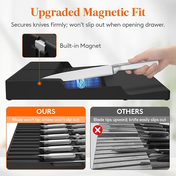 Lifewit Magnetic Drawer Knife Organizers Insert, Kitchen Plastic In Drawer - Image 4