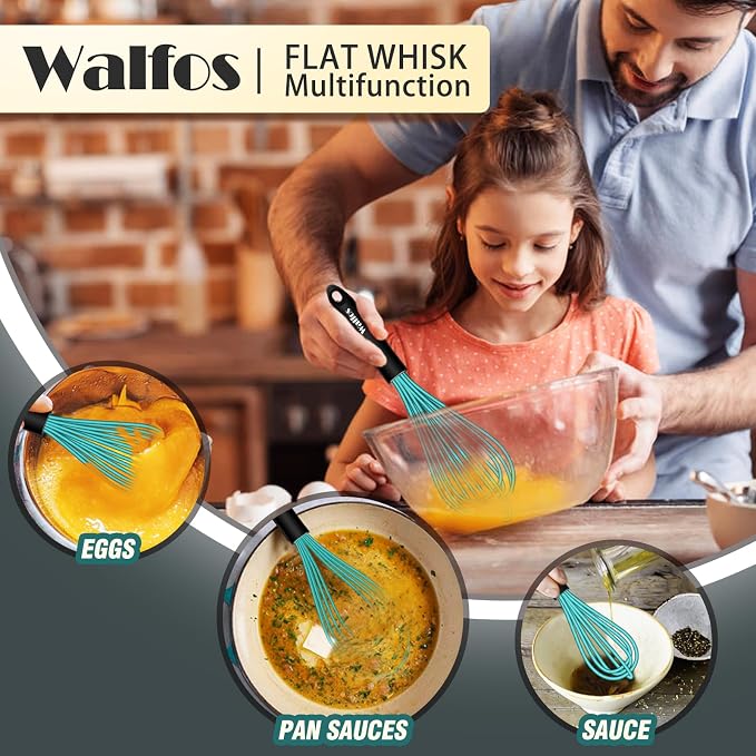 Walfos Silicone whisk, Whisks for Cooking Non Scratch, BPA Free whisk set of 4 - Image 8