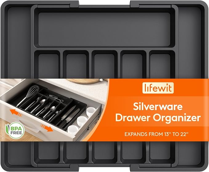 Lifewit Silverware Drawer Organizer, Expandable Utensil Tray by Lifewit