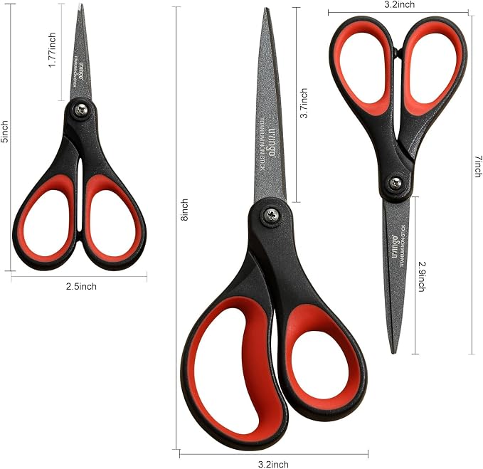 LIVINGO 3 Pack Titanium Scissors All Purpose - Image 2