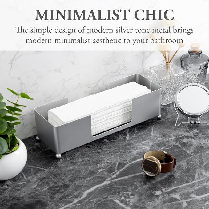 MyGift Modern Silver Tone Metal Countertop Folded Paper Towel Holders, - Image 2