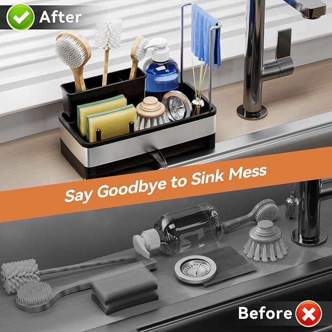 Laveshop Sponge Holder for Kitchen Sink, Rustproof Stainless Steel Sink Caddy - Image 5