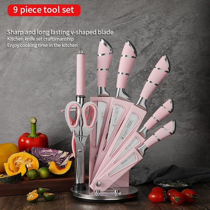 Pink Kitchen Knife Set, 9-Piece - Image 6