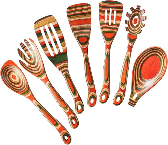 7Pcs Pakkawood Kitchen Utensils Set by NAYAHOSE