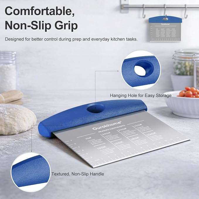 Ourokhome 2 Pack Bench Scraper Dough Cutter, Stainless Steel Dough Scraper - Image 5