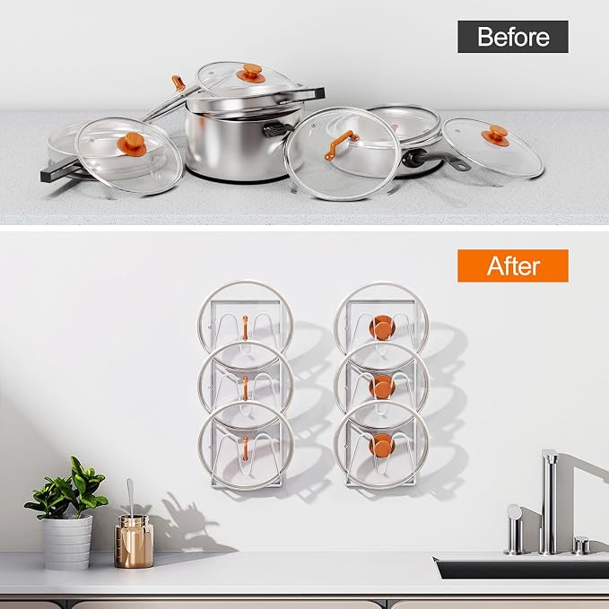 Durmmur 2 Pack Pot Lid Organizer Rack, 6-Tier Pot Lids Holder - Image 6