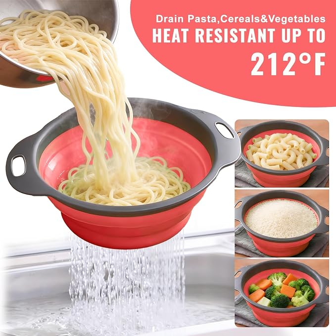 2 Pack Collapsible Silicone Colander - Image 4