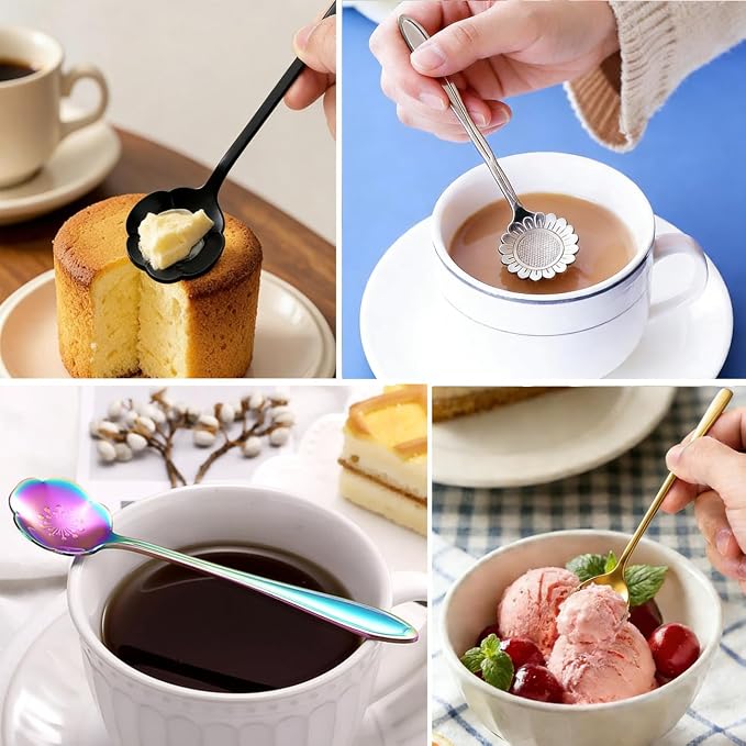 12 Pcs Flower Coffee Tea Spoons Set - Image 4