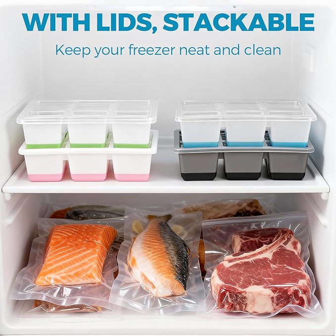 Large Ice Cube Trays 2 Pack, Easy Release 2.4" Super Big Ice Cubes, Stackable - Image 5