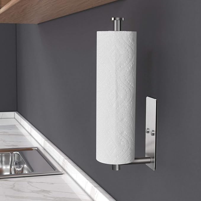 VAEHOLD Self Adhesive Paper Towel Holder Under Cabinet Mount, Wall Mounted - Image 5