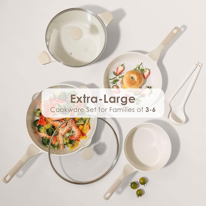 SENSARTE Nonstick Ceramic Cookware Set Large-Size 13-Piece, Healthy Pots and - Image 7