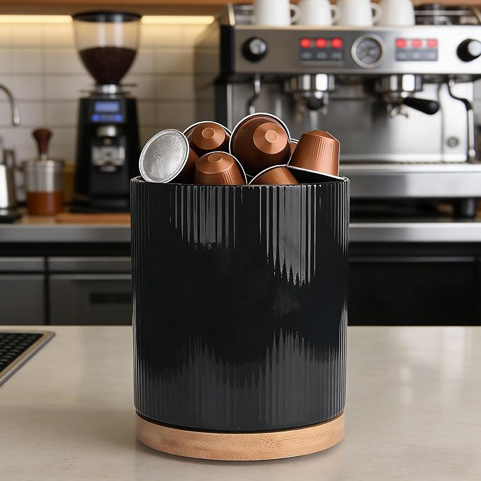 QUELIEN Utensil Holder, 360° Rotating Ceramic Kitchen Utensil Holder - Image 7