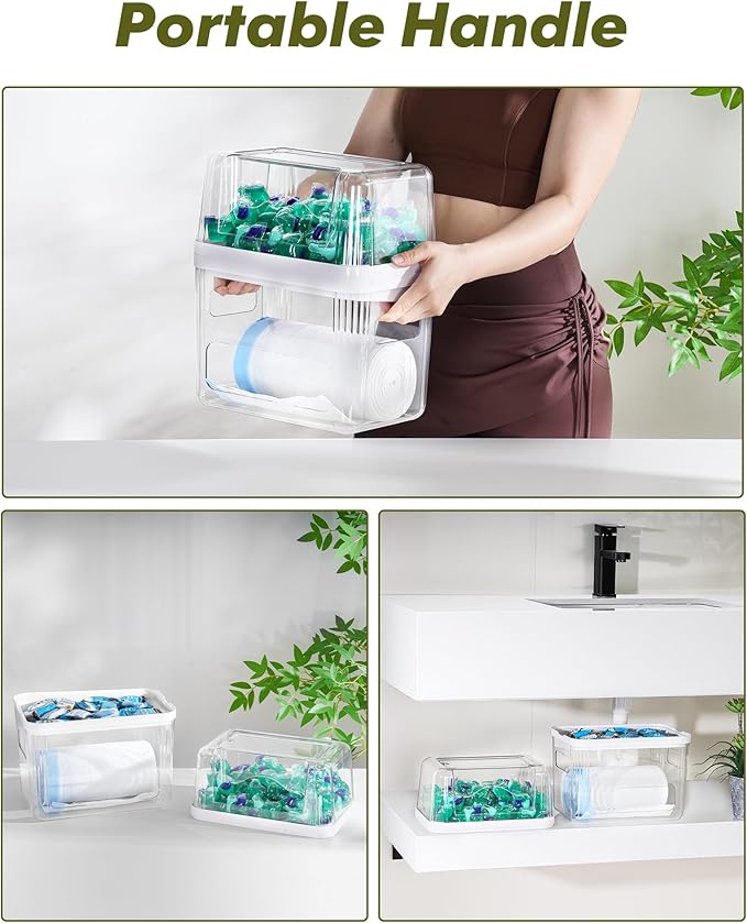 iCASA Trash Bag Dispenser Dishwasher Pod Organizer, 3 in 1 Grocery Garbage Bags - Image 6