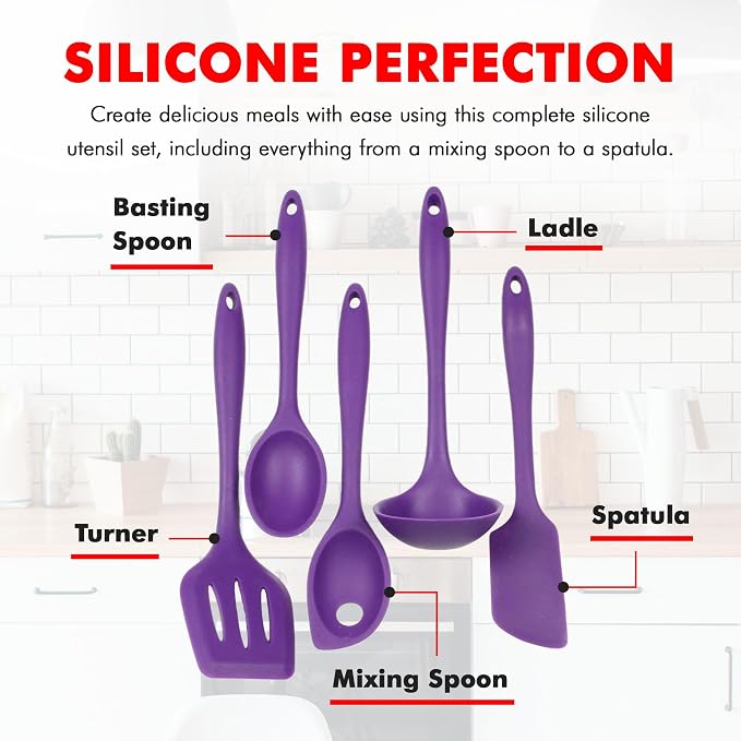 Chef Craft Premium Silicone Kitchen Tool and Utensil Set, 5 Piece - Image 4