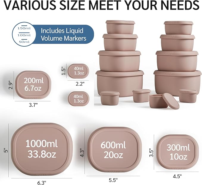ISSEVE 12Pcs/Set Nesting Silicone Food Storage Containers - Image 4