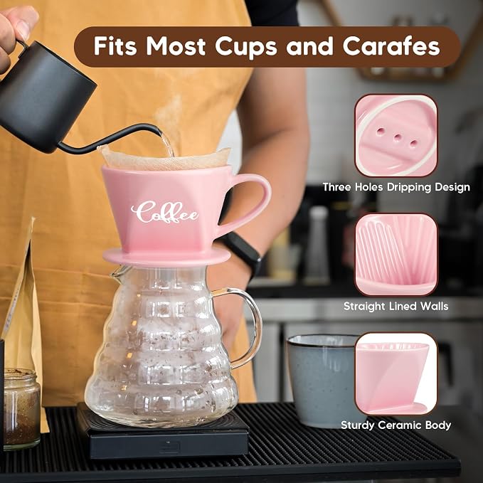 Pour Over Coffee Maker, Ceramic Pour Over Coffee Dripper, Manual Brew Maker - Image 4