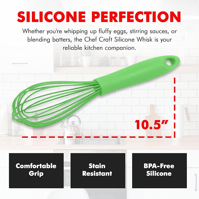 Chef Craft Premium Silicone Wire Cooking Whisk, 10.5 inch - Image 4