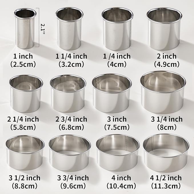12 Pcs 304 Stainless Steel Biscuit Cutter Set, Round Cookie Cutters - Image 2