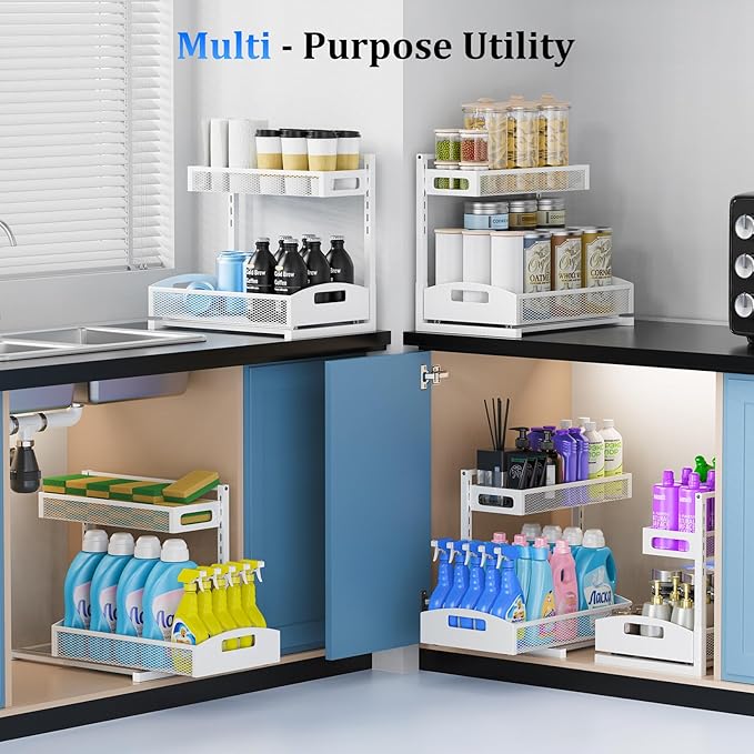 Petiza Metal Under Sink Organizer, Pull Out Cabinet Organizer Rack - Image 8
