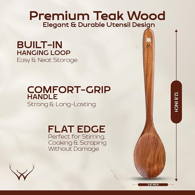 Teak Wooden Spoon for Cooking - Image 2