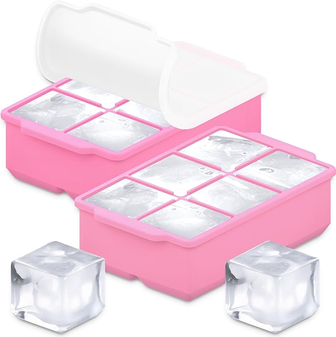 KitchFort Large Silicone Ice Cube Tray, Easy Release 2" Big Ice Cubes by KitchFort