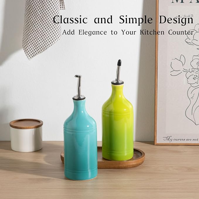 Sweejar Ceramic Olive Oil Dispenser Bottle Set, Opaque Oil Cruet Protects to - Image 2