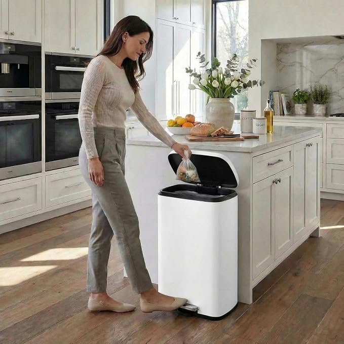 8 Gal Kitchen Trash Can, 30L Recycling or Garbage Bin, Brushed Stainless Steel - Image 9
