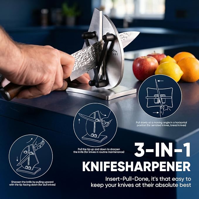 VN3 Professional Knife Sharpener | 3-Action Streamlined Sailboat Design - Image 3