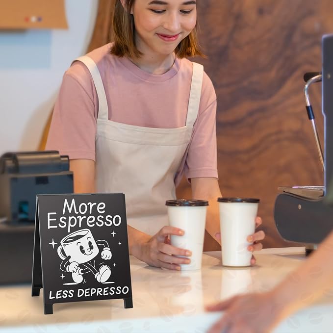 Coffee Signs for Coffee Station More Espresso Less Depresso Inspirational - Image 6