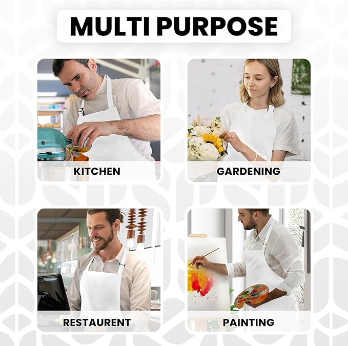 Adjustable Bib Apron 100% Polyester Kitchen Aprons Waterdrop Resistant Aprons - Image 6