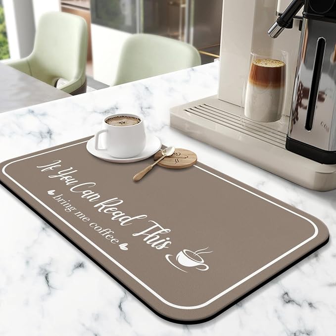 Coffee Bar Mat for Countertops 19inx12in, Absorbent Hide Stain Anti-Slip Cafe - Image 3