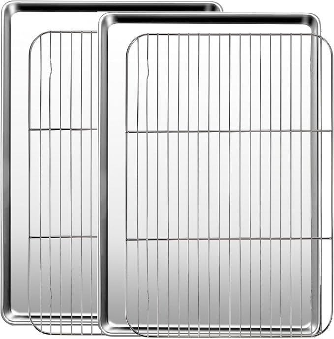 Baking Sheet with Racks Set, Stainless Steel Baking Sheets with Cooling Racks by GIUOIDUO
