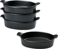 Oval Au Gratin Baking Dishes Set of 4 9" x 5" 19 oz matte black Ceramic Oven by Unknown
