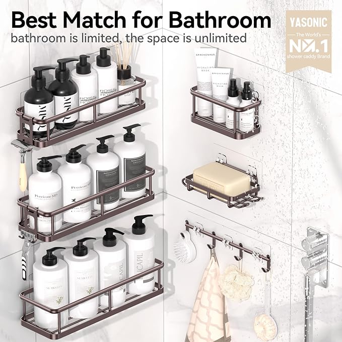 YASONIC Shower Caddy, 6 Pack Large Capacity shower Organizer - Image 2