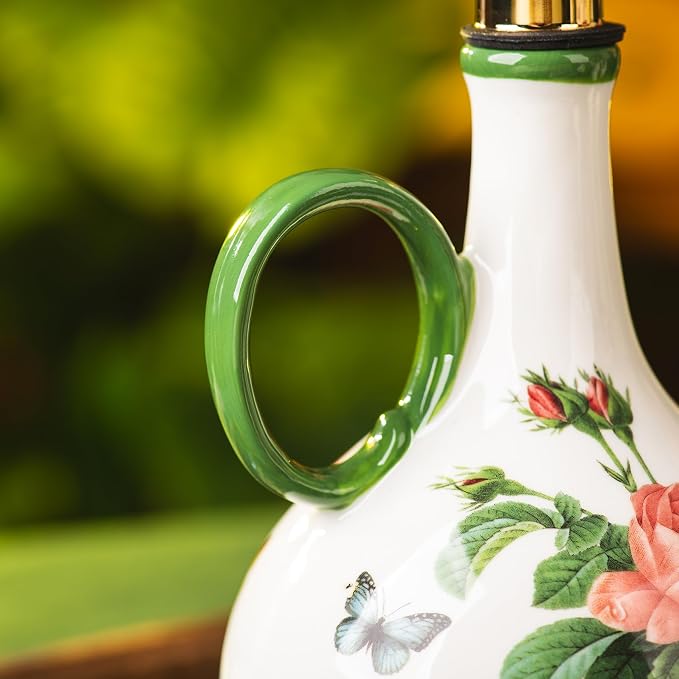 Ceramic Olive Oil Dispenser, 27 oz Floral Pattern Cruet - Image 8