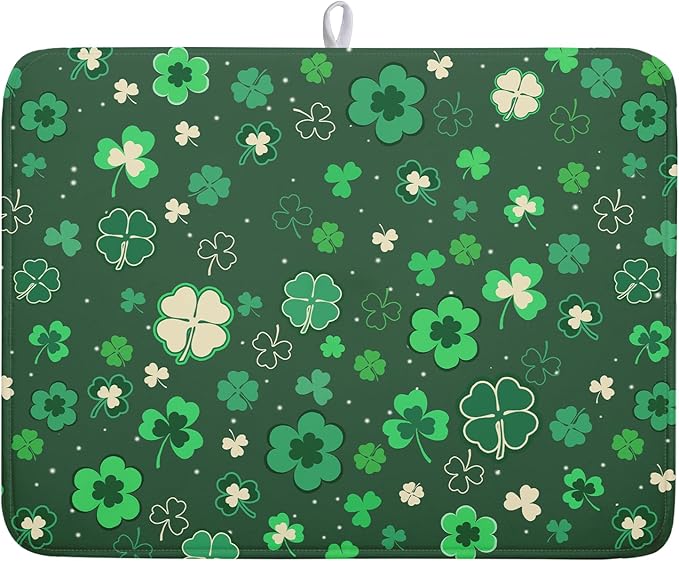 Happy St. Patrick's Day Dish Drying Mat by Kawani