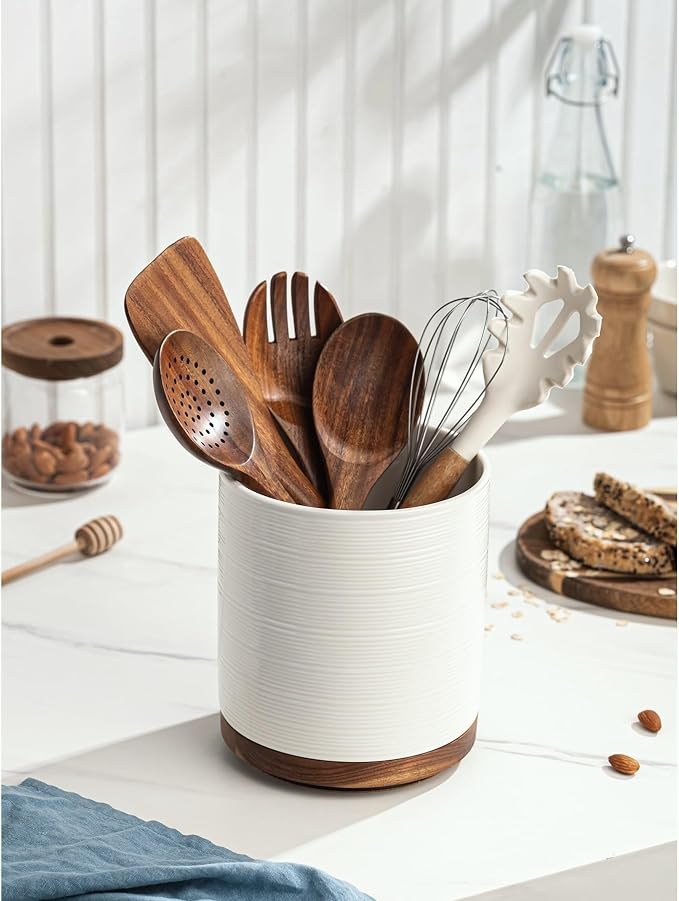 Utensil Holder, 360° Rotating Extra Large Ceramic Kitchen Utensil Holder - Image 3