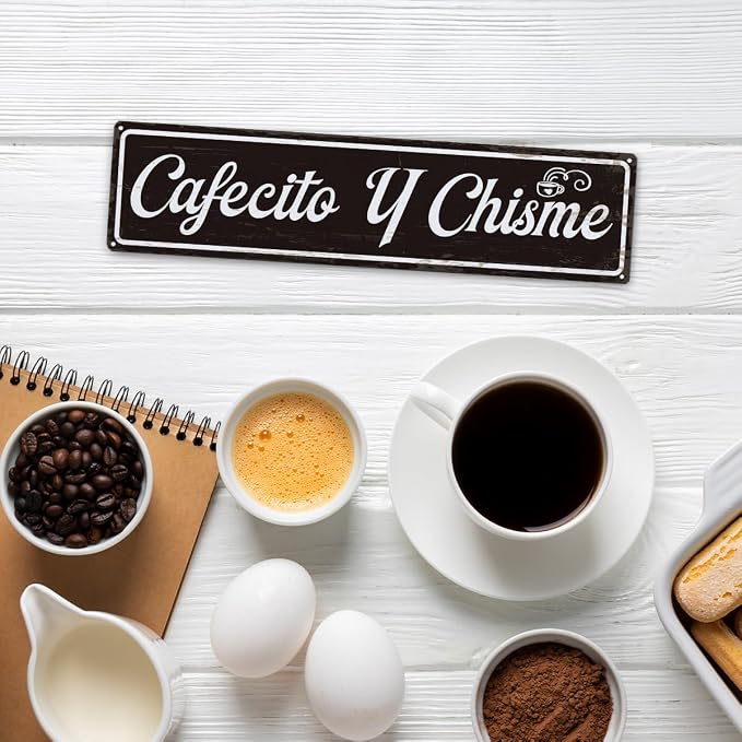 Coffee Metal Signs, Cafecito y Chisme Sign, Funny Coffee Home Decor, Farmhouse - Image 5