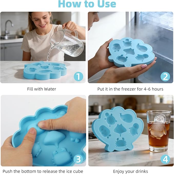 Fu Store Ice Cube Tray Shell Silicone Ice Cube Trays - Image 4