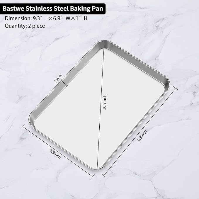 Baking Sheets 2 Pieces, Bastwe Stainless Steel Baking Pan Tray Cookie Sheet - Image 5