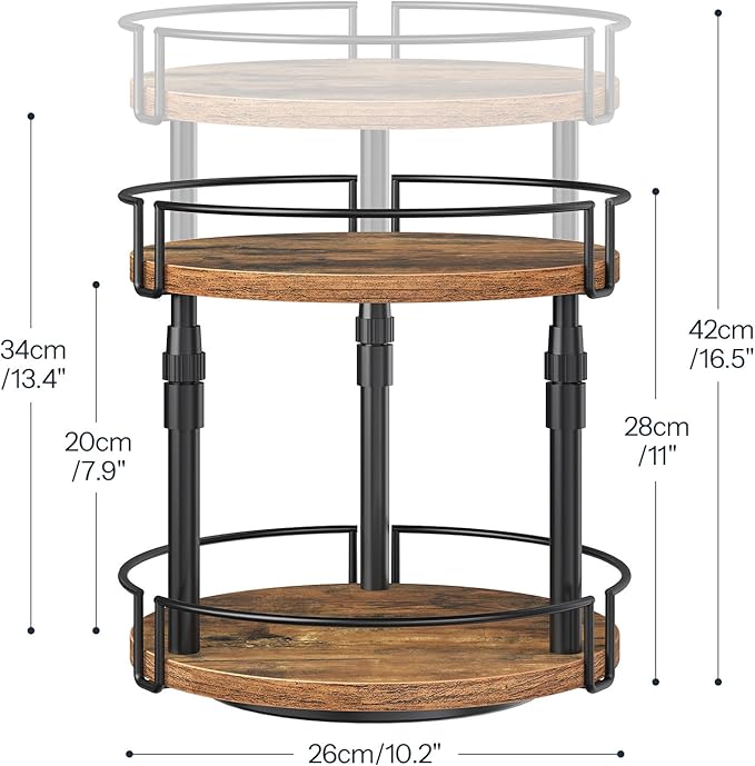 HOOBRO Lazy Susan Organizer Spice Rack, 2-Tier Height Adjustable Rotating Spice - Image 4