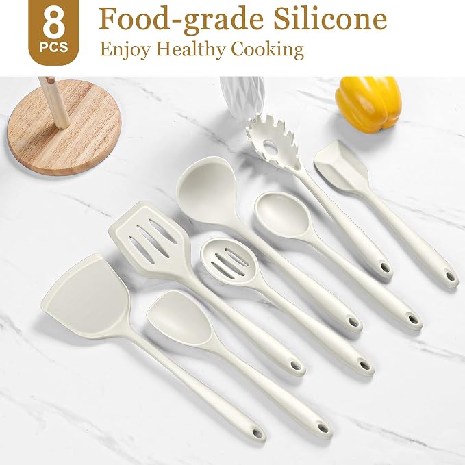 LIANYU 8Pcs Kitchen Cooking Utensils Set, Silicone Utensil Sets, Heat Resistant - Image 3