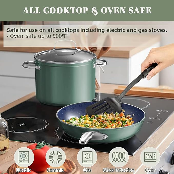Nuwave 7pc Cookware Set Healthy Duralon Blue Ceramic Nonstick Coated, Diamond - Image 4