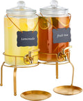 Drink Dispensers for Parties, 2 Pack 1 Gallon Beverage Dispenser by Quald