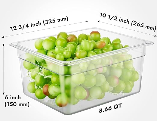 CURTA 6-Pack 1/2 Size 6" Deep NSF Polycarbonate Food Pans | Dishwasher & - Image 2